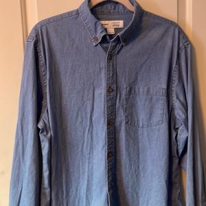 Men’s OLD NAVY Denim Everyday Slim Fit button up OXFORD shirt LARGE with flex